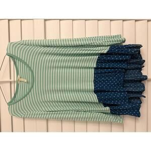 Matilda Jane Talk Tomorrow green and blue striped polka dot tunic top